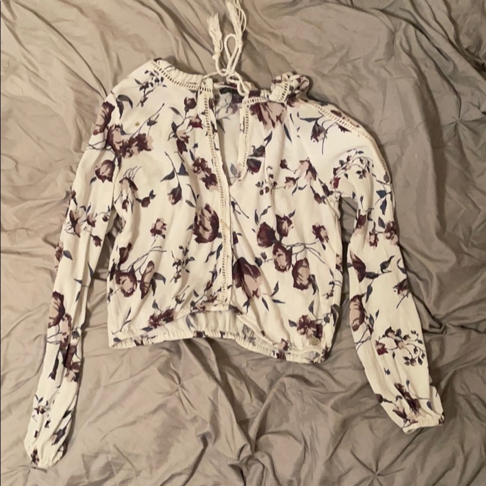 Floral V-Neck Crop Top w/ tie